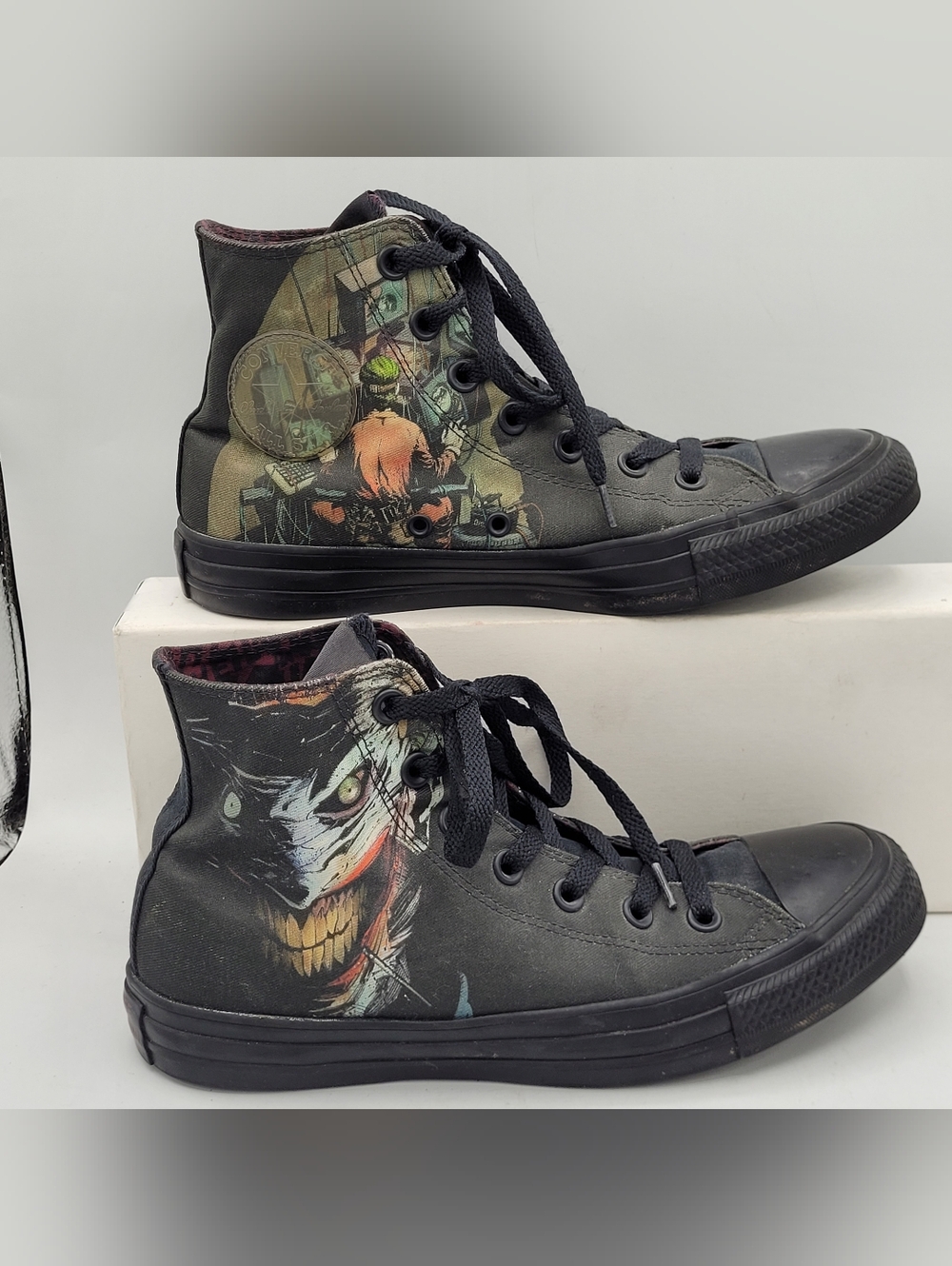 Converse Allstar DC Joker / Batman Hitop Sneakers Size 6 In Men 8 In Women - Picture 15 of 16